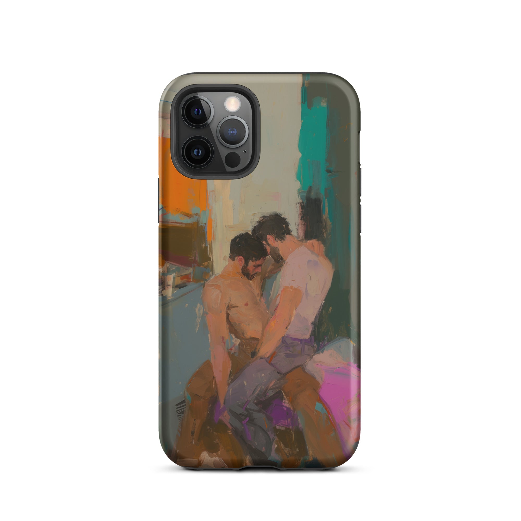 Bounty Passionate Gay Couple Modern Art Iphone Case, 12 Pro / Matte, Iphone Case Intimate Painting