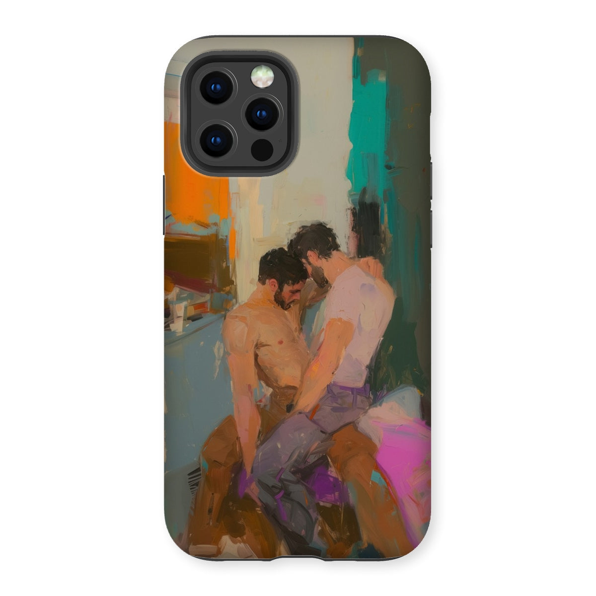 Bounty - Passionate Gay Couple Modern Art Iphone Case, 12 Pro / Matte, Phone Case Abstract Painting