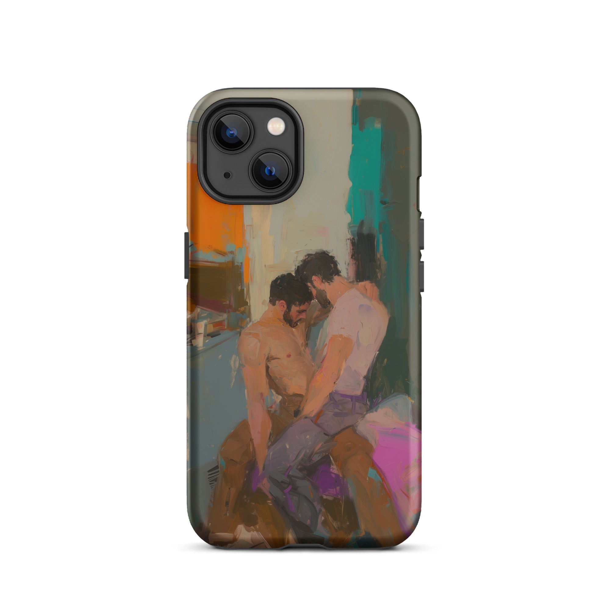 Bounty Passionate Gay Couple Modern Art Iphone Case, 13 / Matte, Iphone Case Intimate Painting