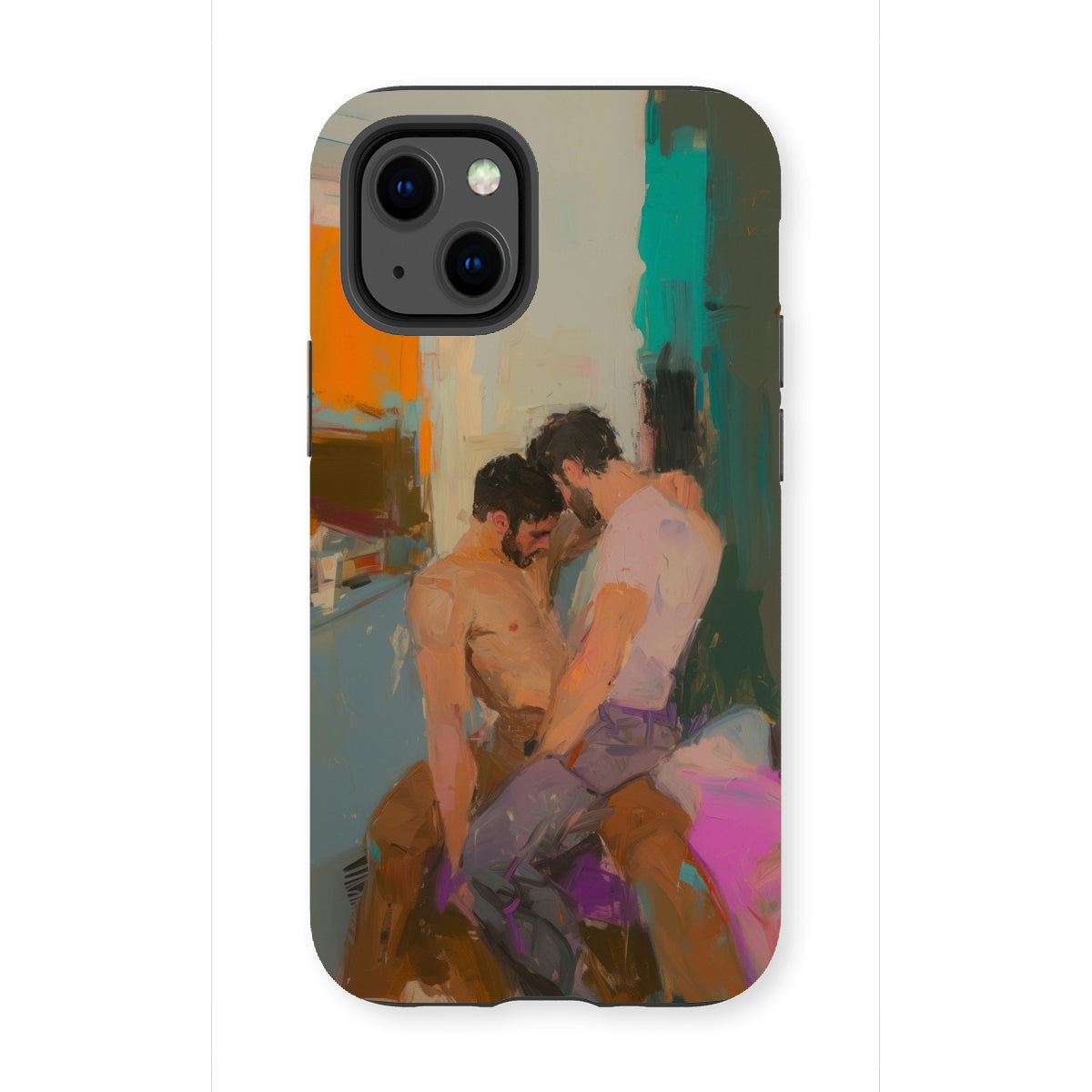 Bounty - Passionate Gay Couple Modern Art Iphone Case, 13 Mini / Matte, Iphone Case Abstract Painting Two Men