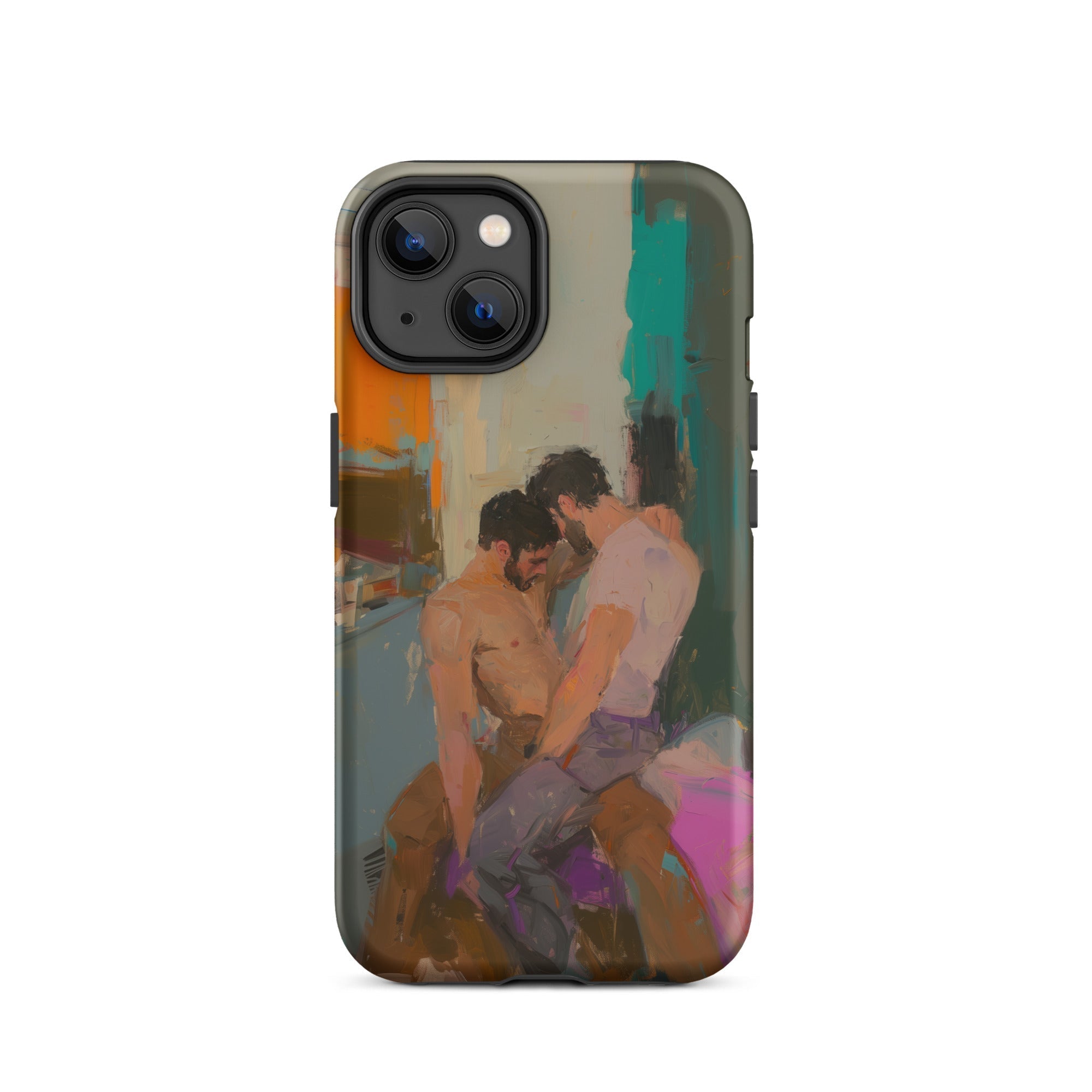 Bounty Passionate Gay Couple Modern Art Iphone Case, 14 / Matte, Iphone Case Painting Two Men