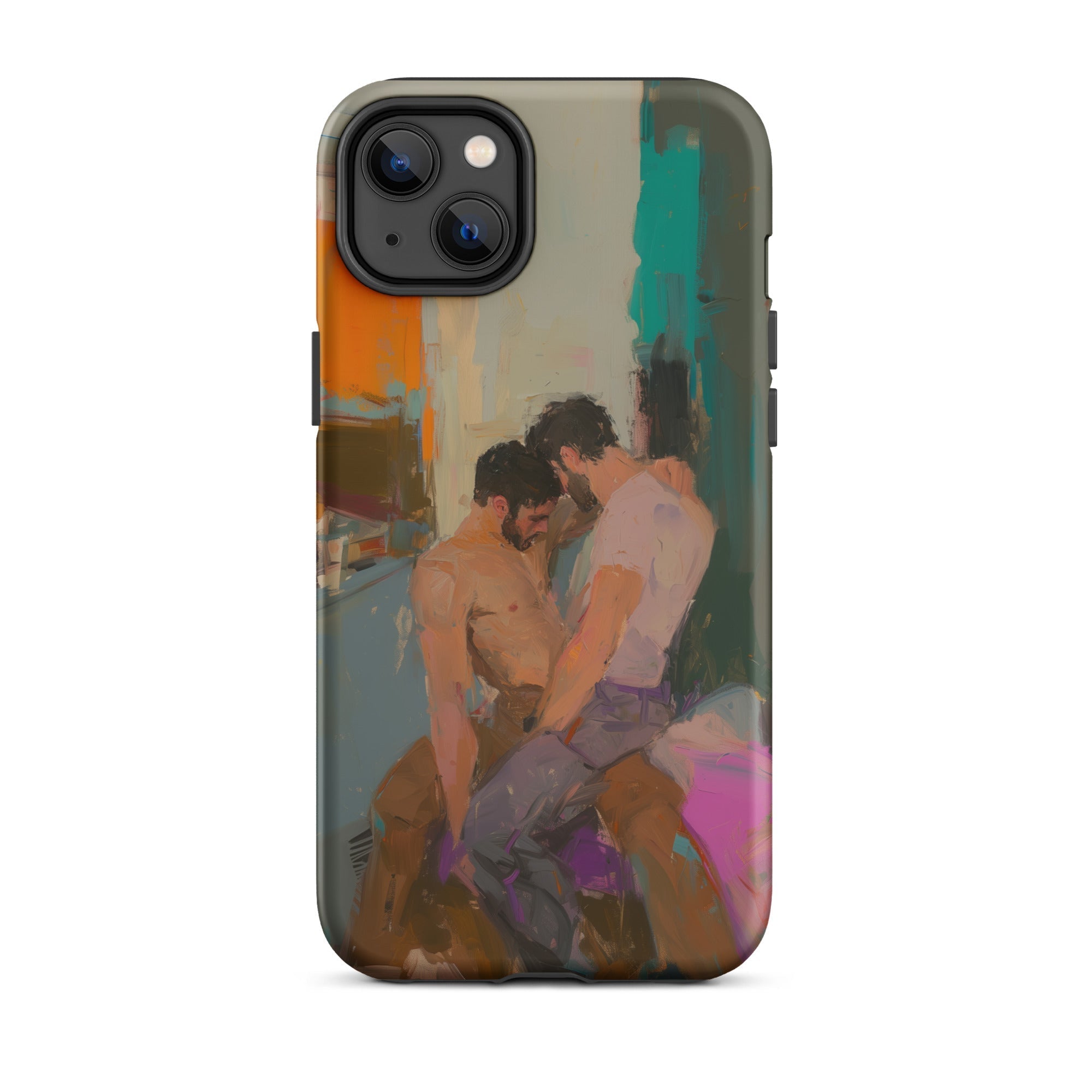 Bounty Passionate Gay Couple Modern Art Iphone Case, 14 Plus / Matte, Iphone Case Abstract Painting Two Men