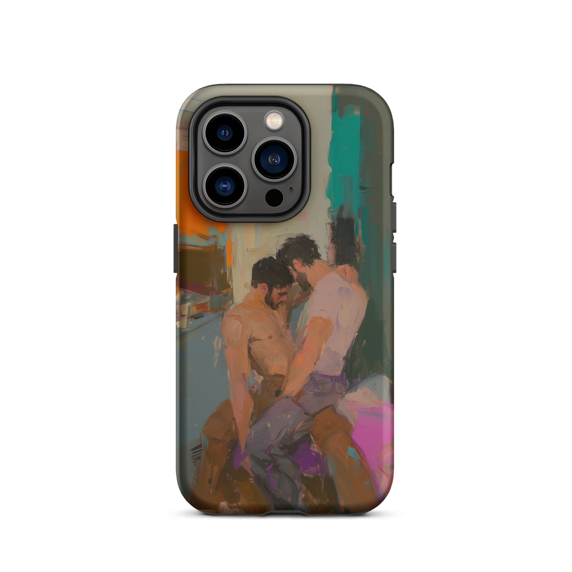 Bounty Passionate Gay Couple Modern Art Iphone Case, 14 Pro / Matte, Iphone Case Abstract Painting Two Men