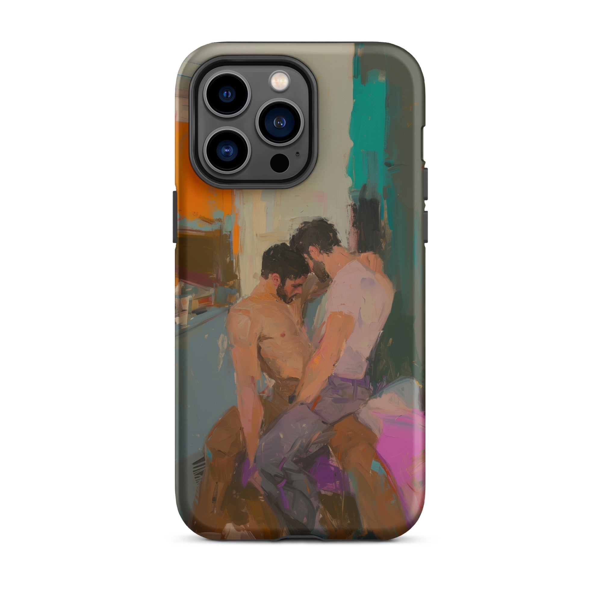Bounty Passionate Gay Couple Modern Art Iphone Case, 14 Pro Max / Matte, Iphone Case Abstract Painting Three Men