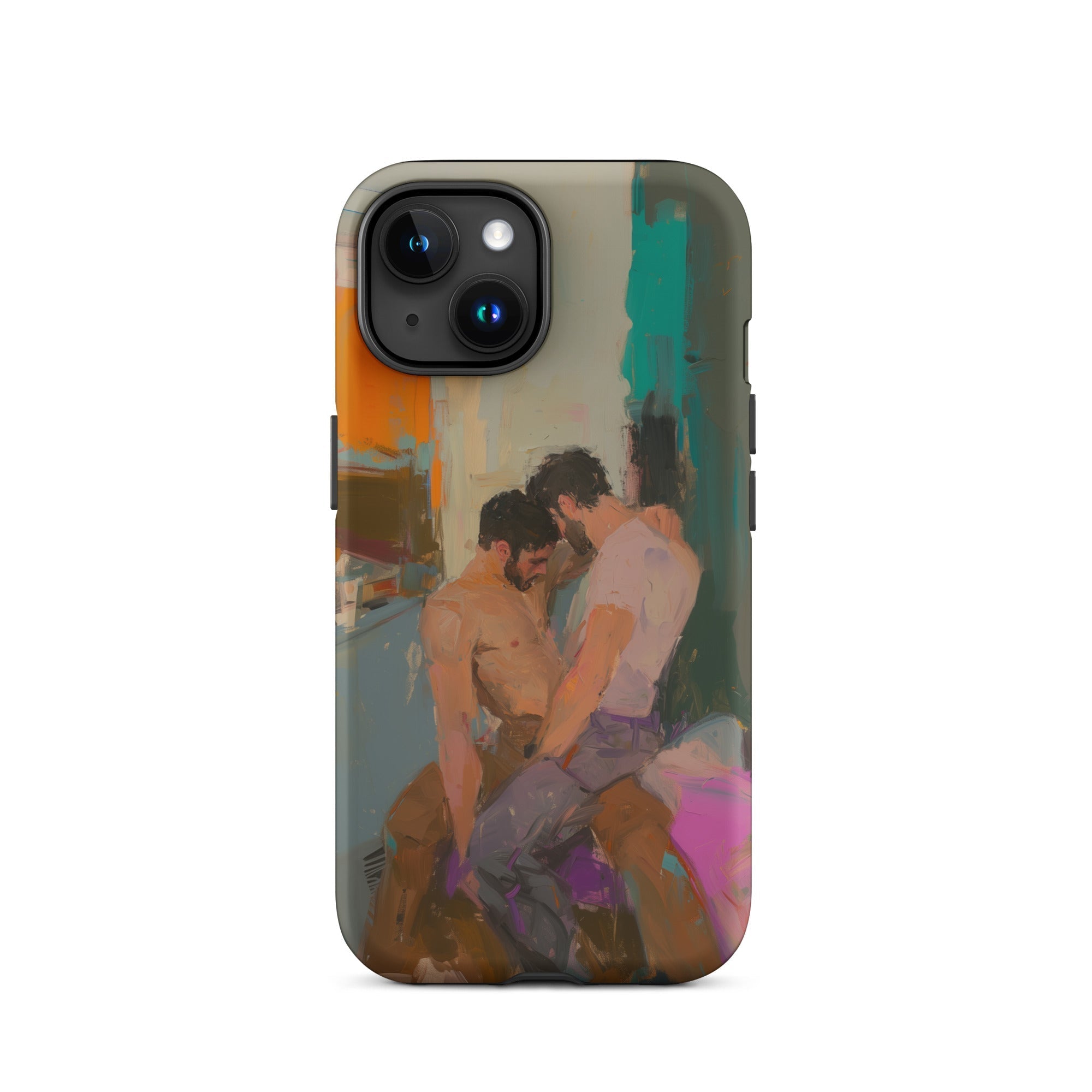 Bounty Passionate Gay Couple Modern Art Iphone Case, 15 / Matte, Iphone Case Intimate Painting