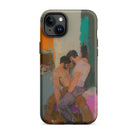 Bounty Passionate Gay Couple Modern Art Iphone Case, 15 Plus / Matte, Iphone Case Intimate Painting