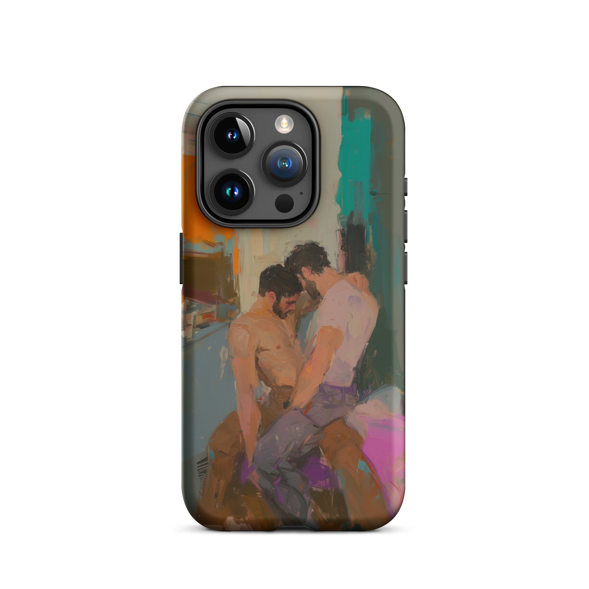 Bounty Passionate Gay Couple Modern Art Iphone Case, 15 Pro / Matte, Iphone Case Abstract Painting Two Men