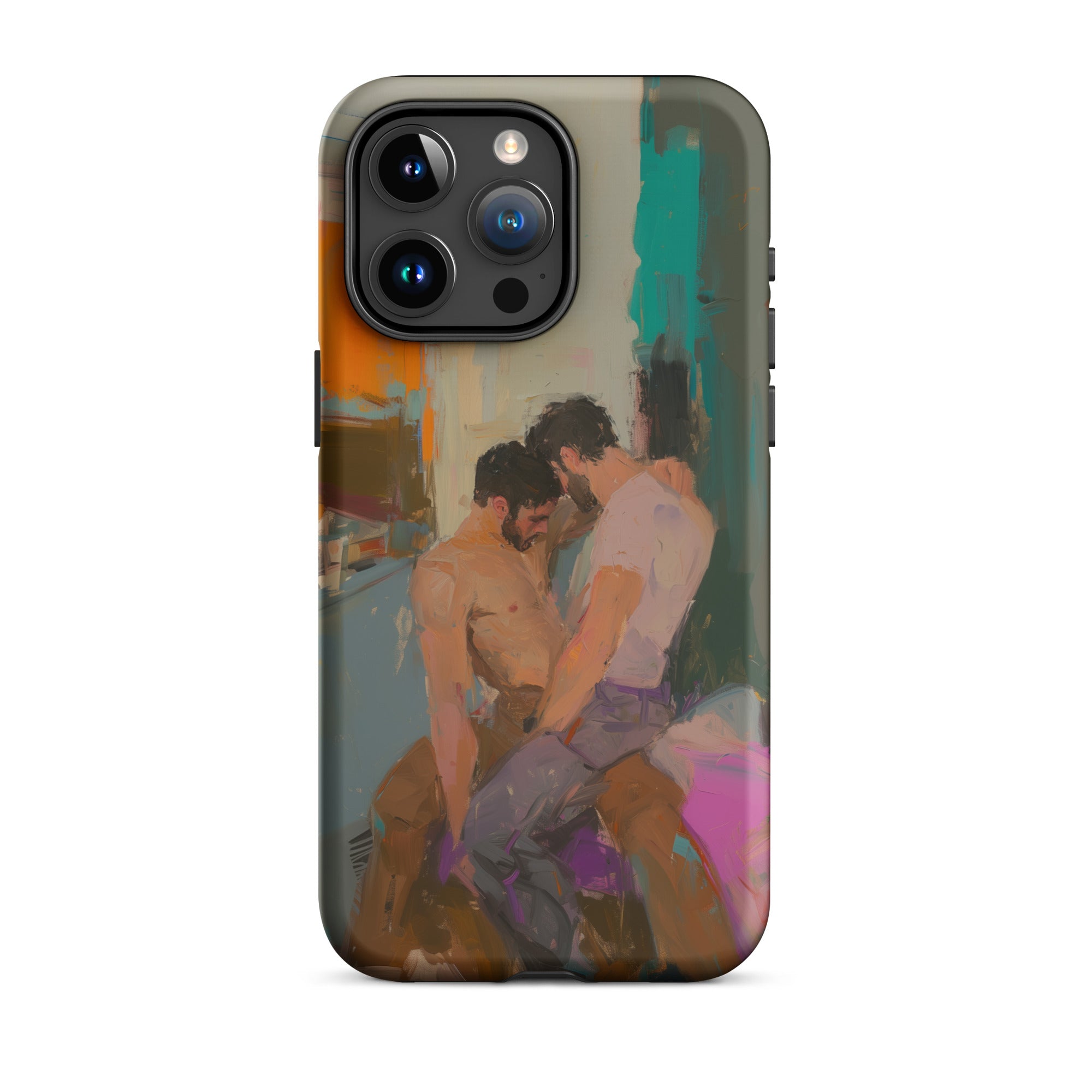 Bounty Passionate Gay Couple Modern Art Iphone Case, 15 Pro Max / Matte, Iphone Case Intimate Painting