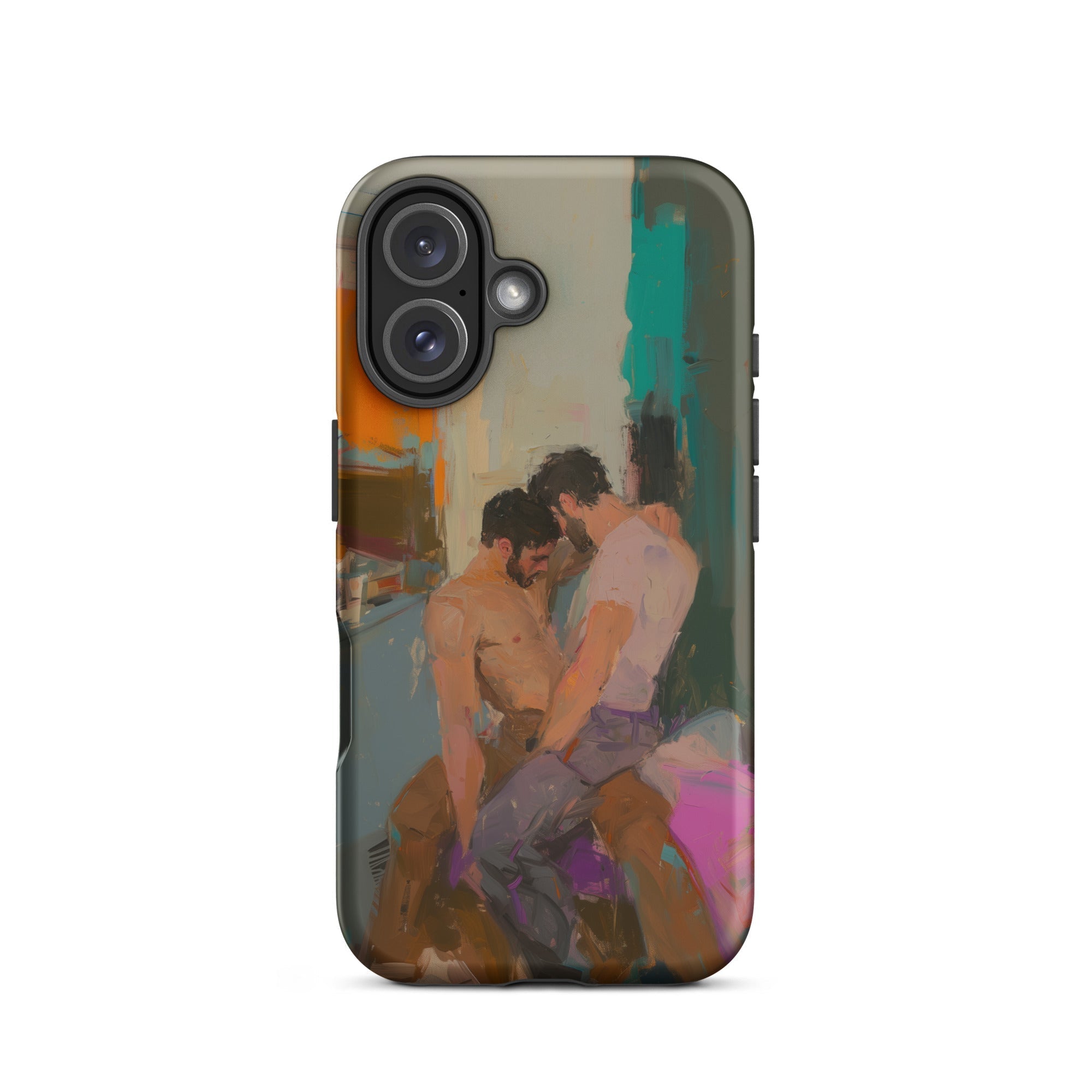 Bounty Passionate Gay Couple Modern Art Iphone Case, 16 / Matte, Phone Case Intimate Painting