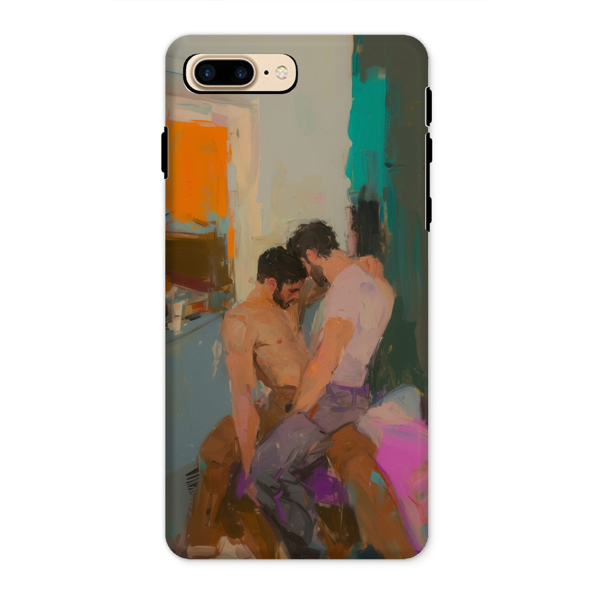 Bounty Passionate Gay Couple Modern Art Iphone Case, 8 Plus / Matte, Phone Case Abstract Painting Two Men