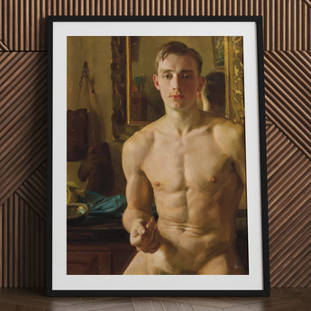 The Boxer - Konstantin Andreevic Somov Kunstdruck / Leinwand, 24x32’’ / 61x81cm / Schwarzer Rahmen / Passepartout, Poster Drucke & visuelle Kunstwerke,