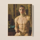 The Boxer - Konstantin Andreevic Somov Art Print / Canvas Framed Classical Oil Painting Nude Young Man Defined Konstantin Somov’s ?The B