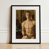 The Boxer - Konstantin Andreevic Somov Art Print / Canvas Framed Classical Oil Painting Nude Young Man Defined Konstantin Somov’s ?The B