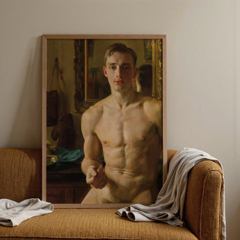 The Boxer - Konstantin Andreevic Somov Art Print / Canvas Framed Classical Painting Nude Male Figure Defined Musculature Konstantin Somov’s