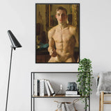 The Boxer - Konstantin Andreevic Somov Art Print / Canvas Framed Classical Portrait Painting Muscular Nude Male Figure Konstantin Somov’s