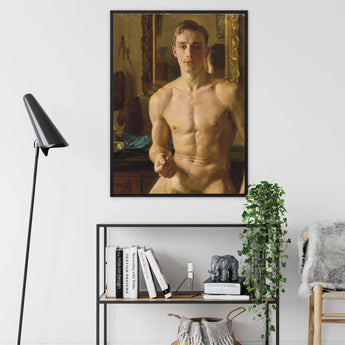 The Boxer - Konstantin Andreevic Somov Framed Canvas, Classical Oil Painting Male Nude Torso Portrait Style