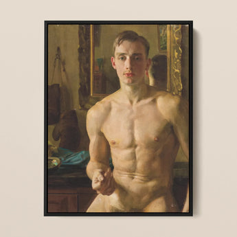 The Boxer - Konstantin Andreevic Somov Framed Canvas, Nude Male Figure Muscular Physique Classical Portrait Style