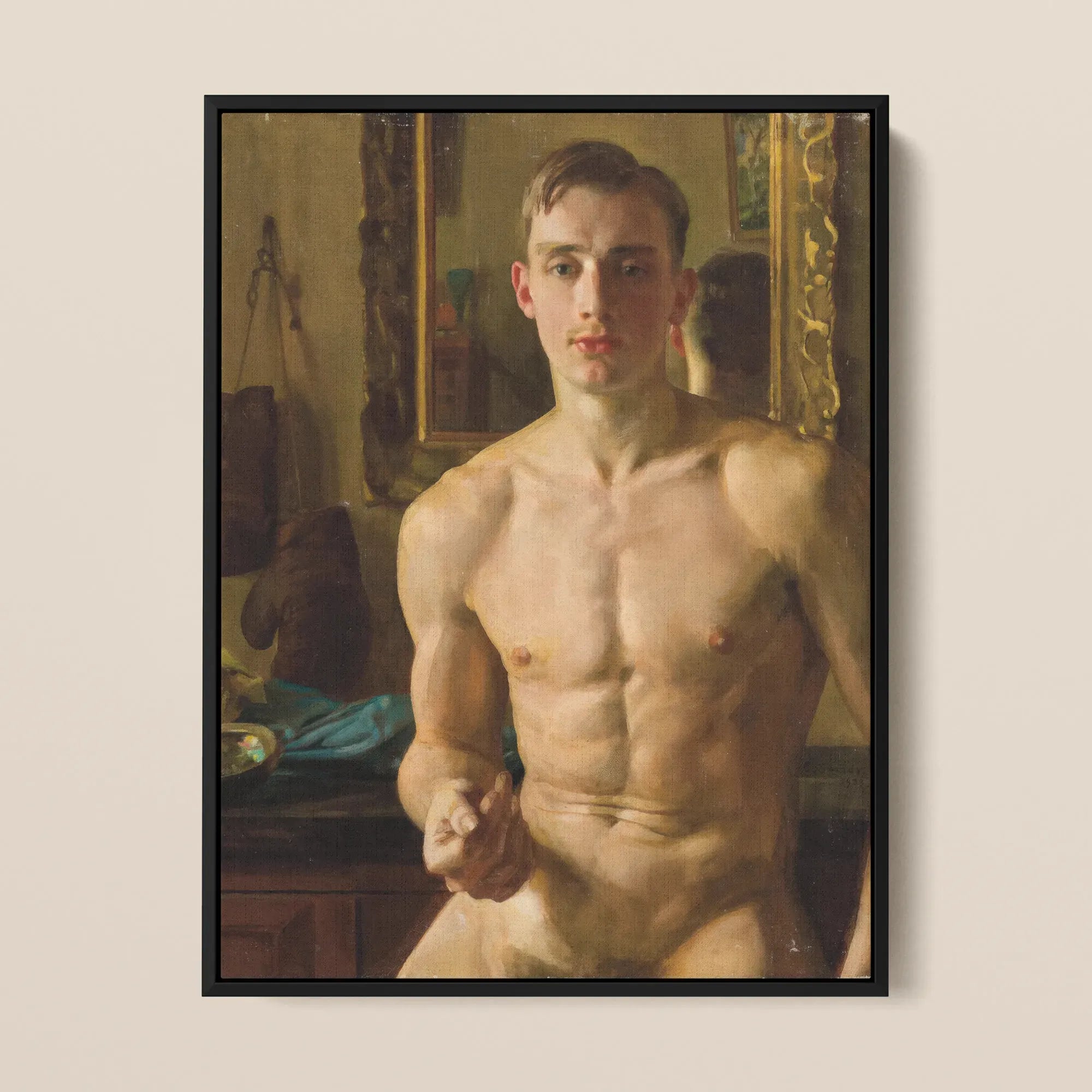 The Boxer - Konstantin Andreevic Somov Nude Framed Canvas - Posters Prints & Visual Artwork - Aesthetic Art