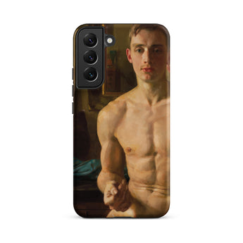 The Boxer - Konstantin Andreevic Somov Samsung Case, Galaxy S22 Plus / Matte, Smartphone Case Painted Portrait Shirtless Young Man