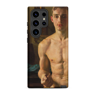 The Boxer - Konstantin Andreevic Somov Samsung Case, Galaxy S24 Ultra / Matte, Smartphone Case Painted Portrait Shirtless Young Man