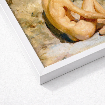 Framed Painting Nude Figure Warm Earthy Tones Visible Scott Tuke Cornish Art, Body’s Mute Architecture, Soft Umbers Lap