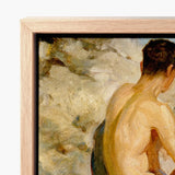 Framed Painting Nude Male Figure Warm Earthy Tones Scott Tuke Cornish Art, Body’s Mute Architecture, Soft Umbers Lap