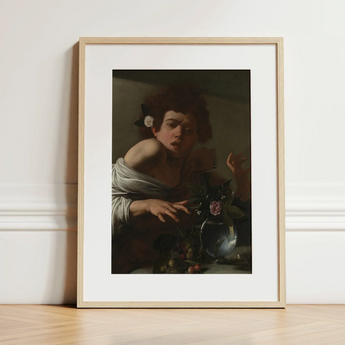 Boy Bitten by a Lizard - Caravaggio Art Print / Canvas Framed Reproduction Caravaggio’s ?The Girl Rose” Light Wood, Italian Baroque Shock, S