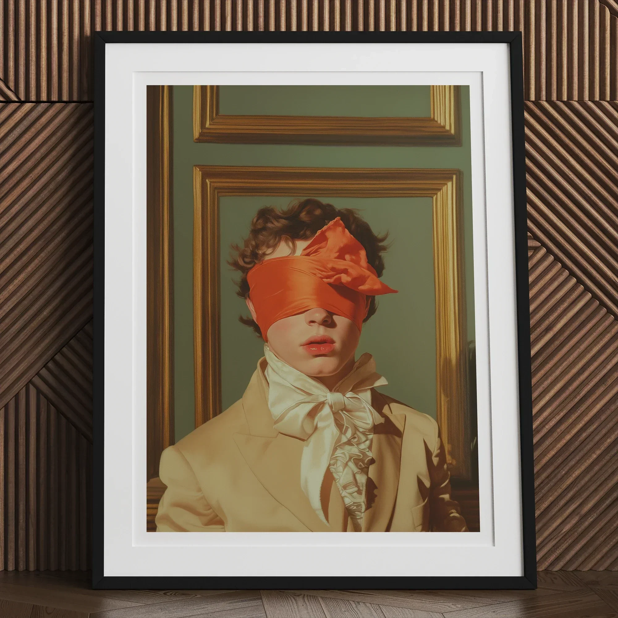Boy Next Door - 18th Century Gay Erotica Art Print, 12x16’’ / 31x41cm / Black Frame, Framed Portrait Blindfolded Person