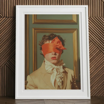 Boy Next Door - 18th Century Gay Erotica Art Print, 12x16’’ / 31x41cm / White Frame / 2’’ Matboard, White-framed Portrait Blindfolded