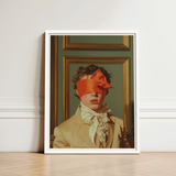 Framed Portrait Person Curly Hair Orange Satin Blindfold Gay Erotica Art, Silence, a Figure Poised, 18th Century