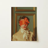 Framed Portrait Young Man Period Attire Orange Satin Gay Erotica Art, Silence, a Figure Poised, 18th Century