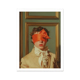 Boy Next Door - 18th Century Gay Erotica Art Print, Person Beige Suit White Ruffled Collar Orange Blindfold