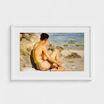 Boy on a Beach - Henry Scott Tuke Art Print / Canvas Cornish, Body’s Mute Architecture, Soft Umbers Lap Prints