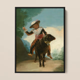 Boy on a Ram - Francisco De Goya Romanticism Art Print / Canvas Black-framed Canvas Print Classical Painting Child Period Attire Francisco