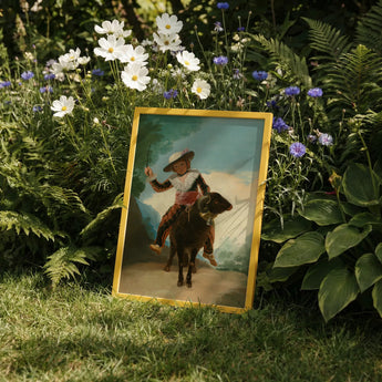 Boy on a Ram - Francisco De Goya Romanticism Art Print / Canvas Framed Portrait Child Dark Horse Set Golden Frame Francisco Goya