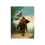 Boy on a Ram - Francisco De Goya Romanticism Art Print, Person Historical Clothing Rides Dark Horse Staff