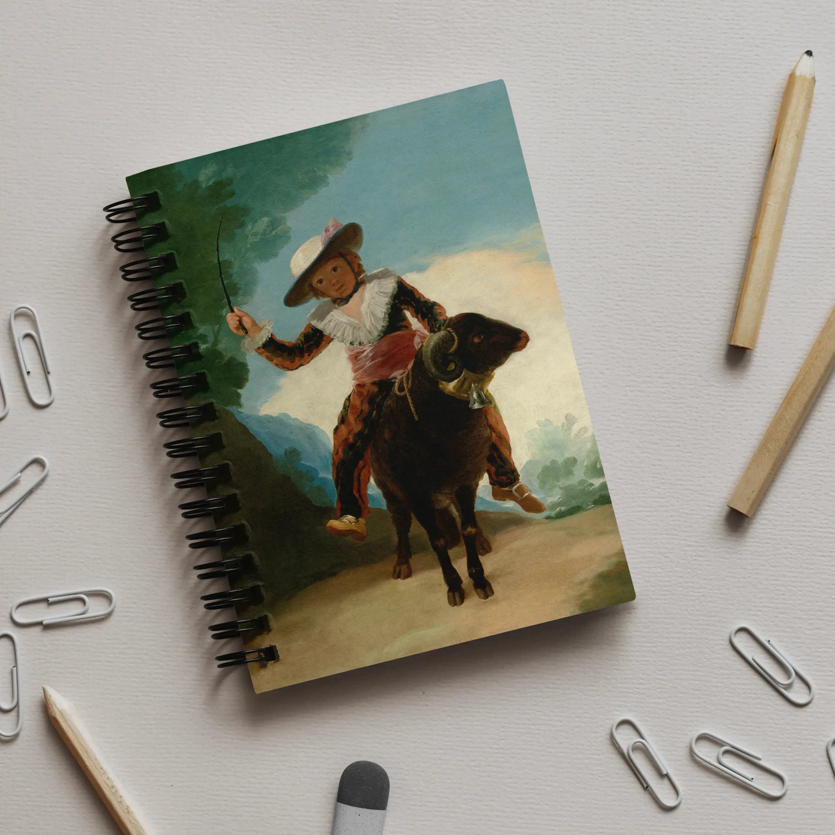 Boy On a Ram - Francisco Goya Romanticism Art Notebook - Notebooks & Notepads - Aesthetic Art