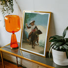 Boy on a Ram Francisco Goya Romanticism Art Print, 18x24’’ / 46x61cm / Unframed, Bright Orange Glass Table Lamp Ribbed Texture