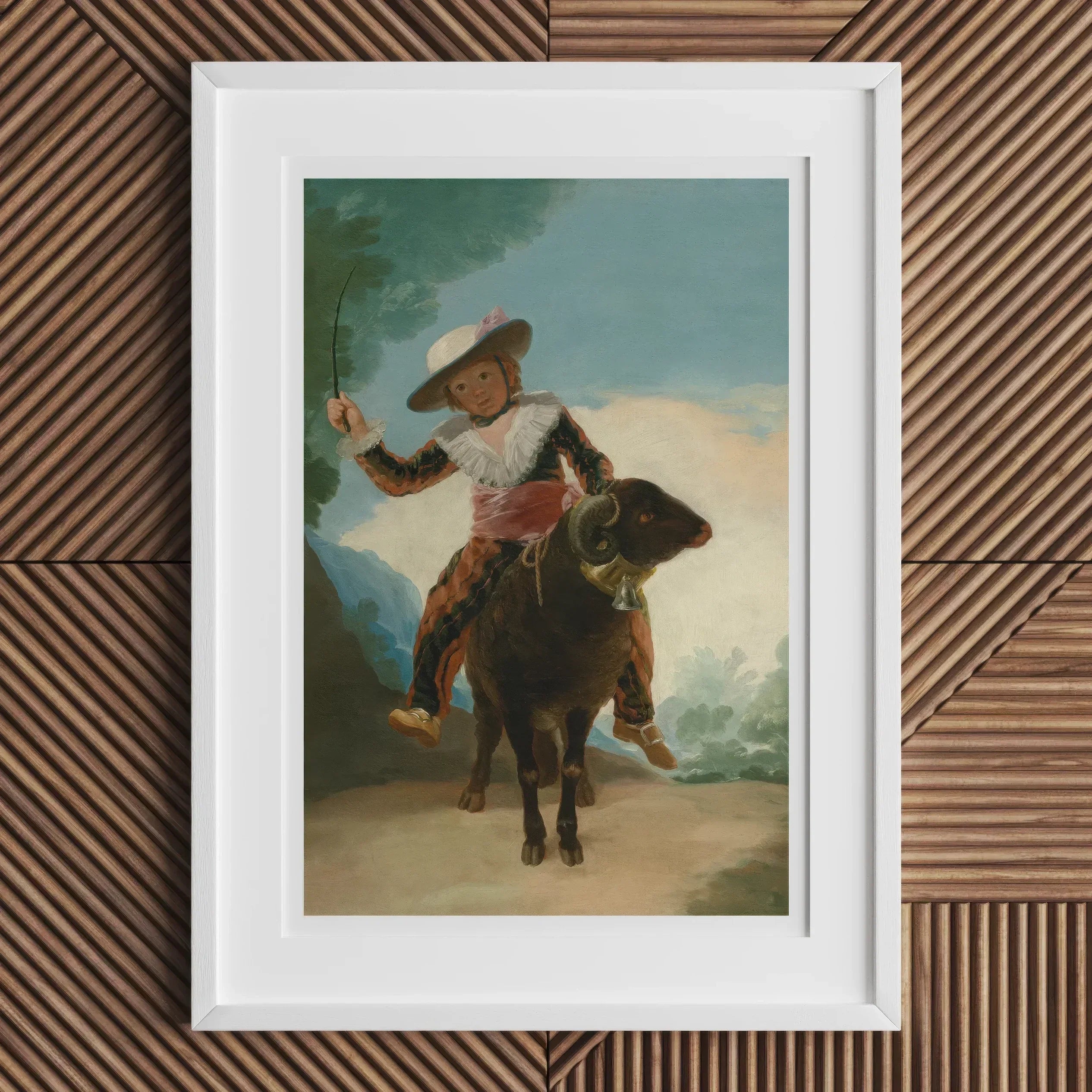 Boy on a Ram Francisco Goya Romanticism Art Print, 24’’x32’’ / Unframed, Framed Painting Young Rider Dark Horse Crop