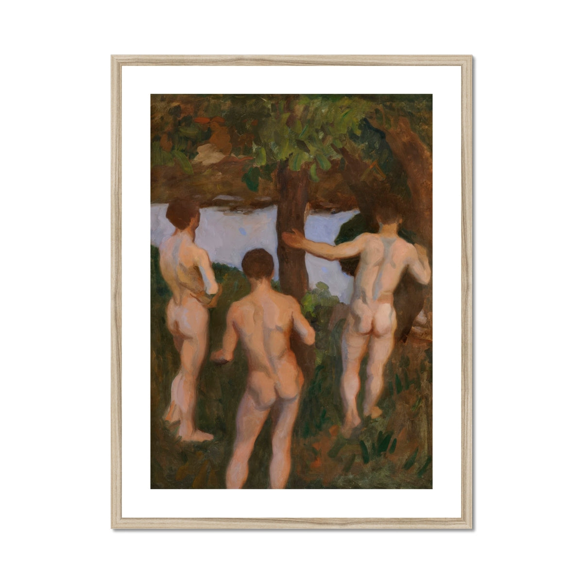 Boys on the Beach - Károly Ferenczy Fine Art Print, Framed Painting Nude Men Nature