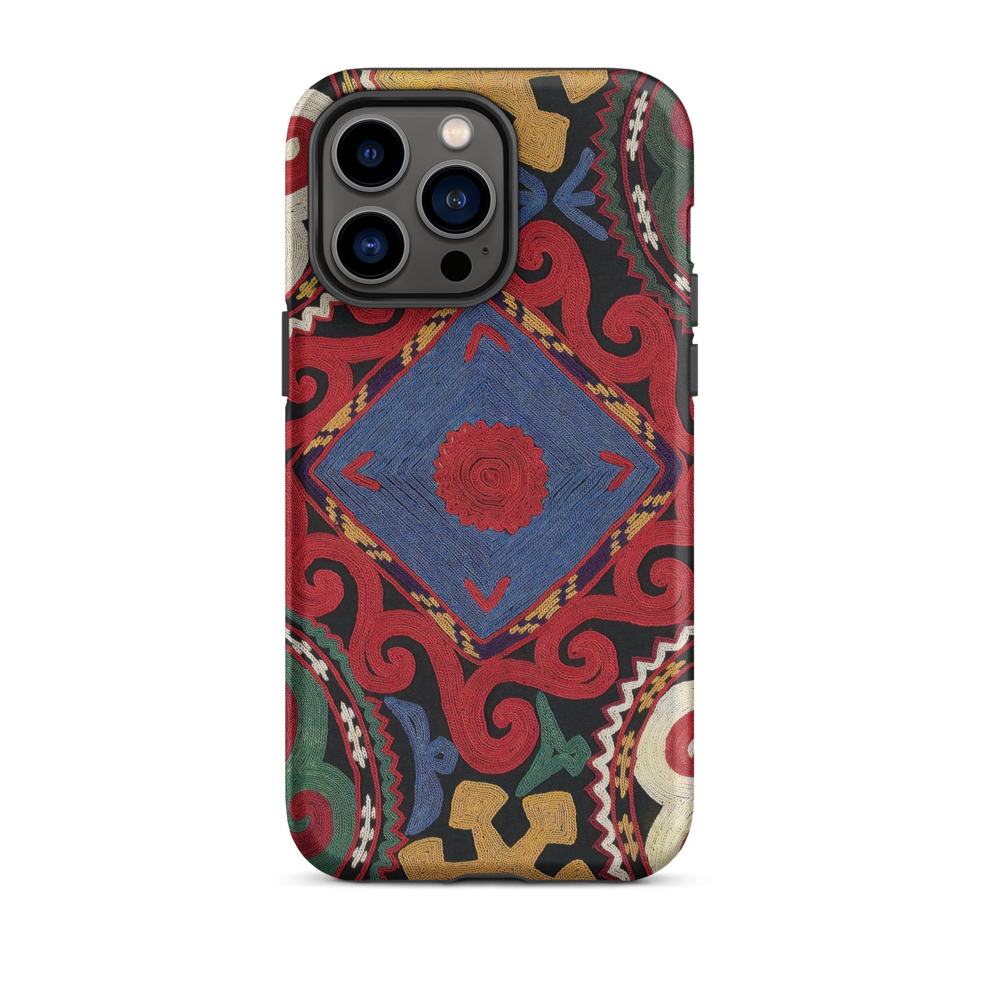 Braided Uzbekistan Textile Art Iphone Case, 14 Pro Max / Matte, Patterned Smartphone Case