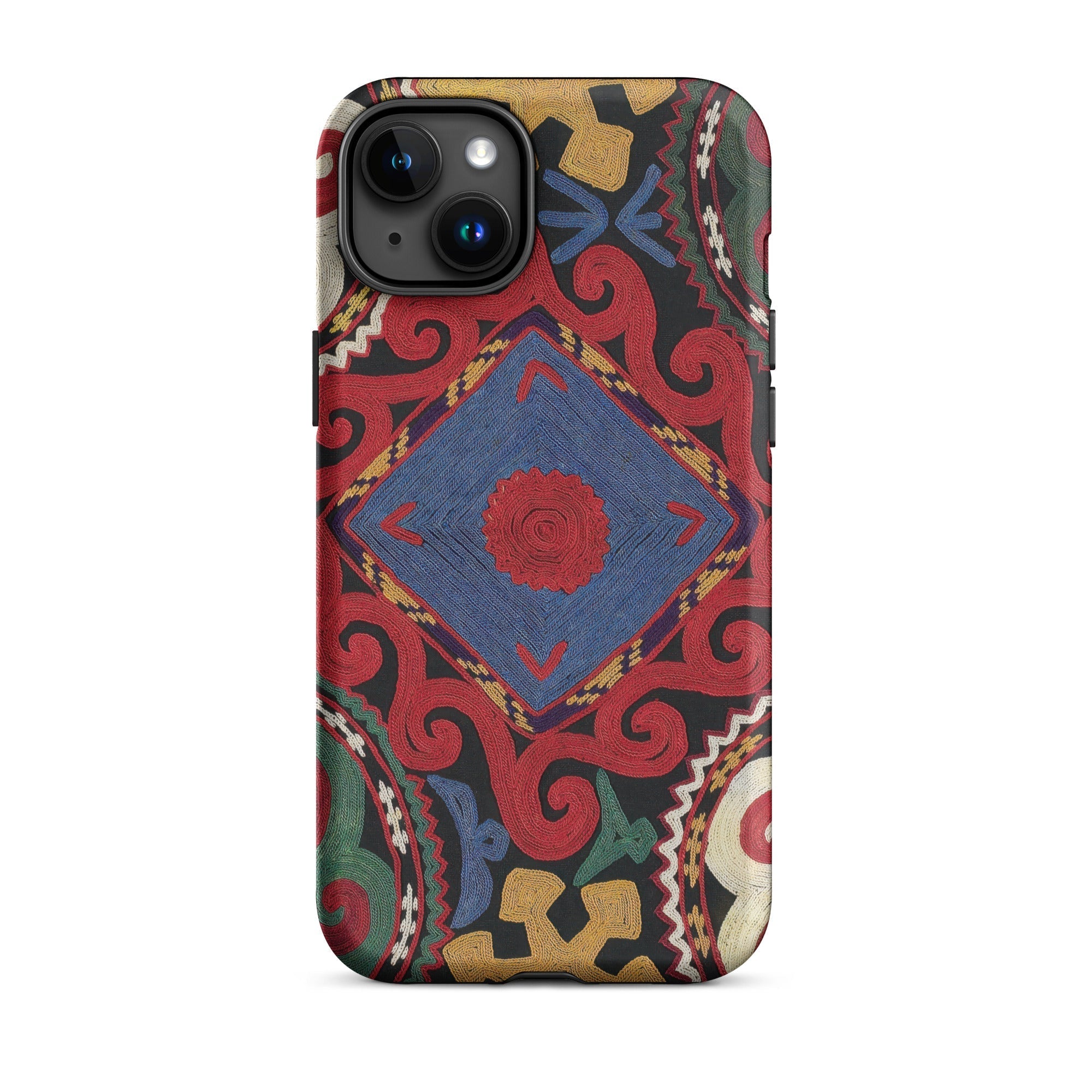 Braided Uzbekistan Textile Art Iphone Case, 15 Plus / Matte, Patterned Smartphone Case