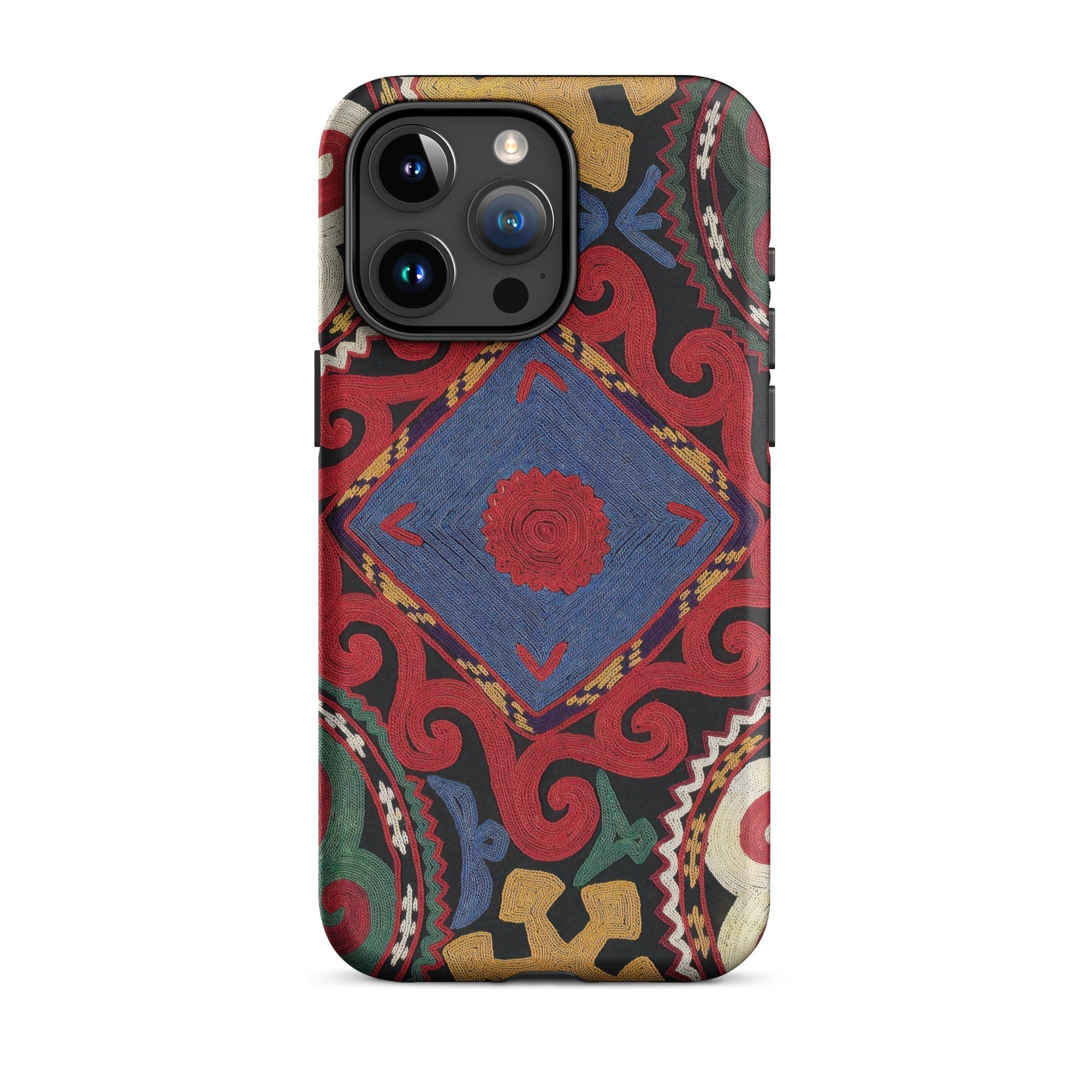 Braided Uzbekistan Textile Art Iphone Case, 15 Pro Max / Matte, Patterned Smartphone Case