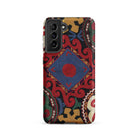 Braided Uzbekistan Textile Art Samsung Case, Galaxy S21 / Matte, Smartphone Case Colorful Intricate Traditional Pattern Central Red