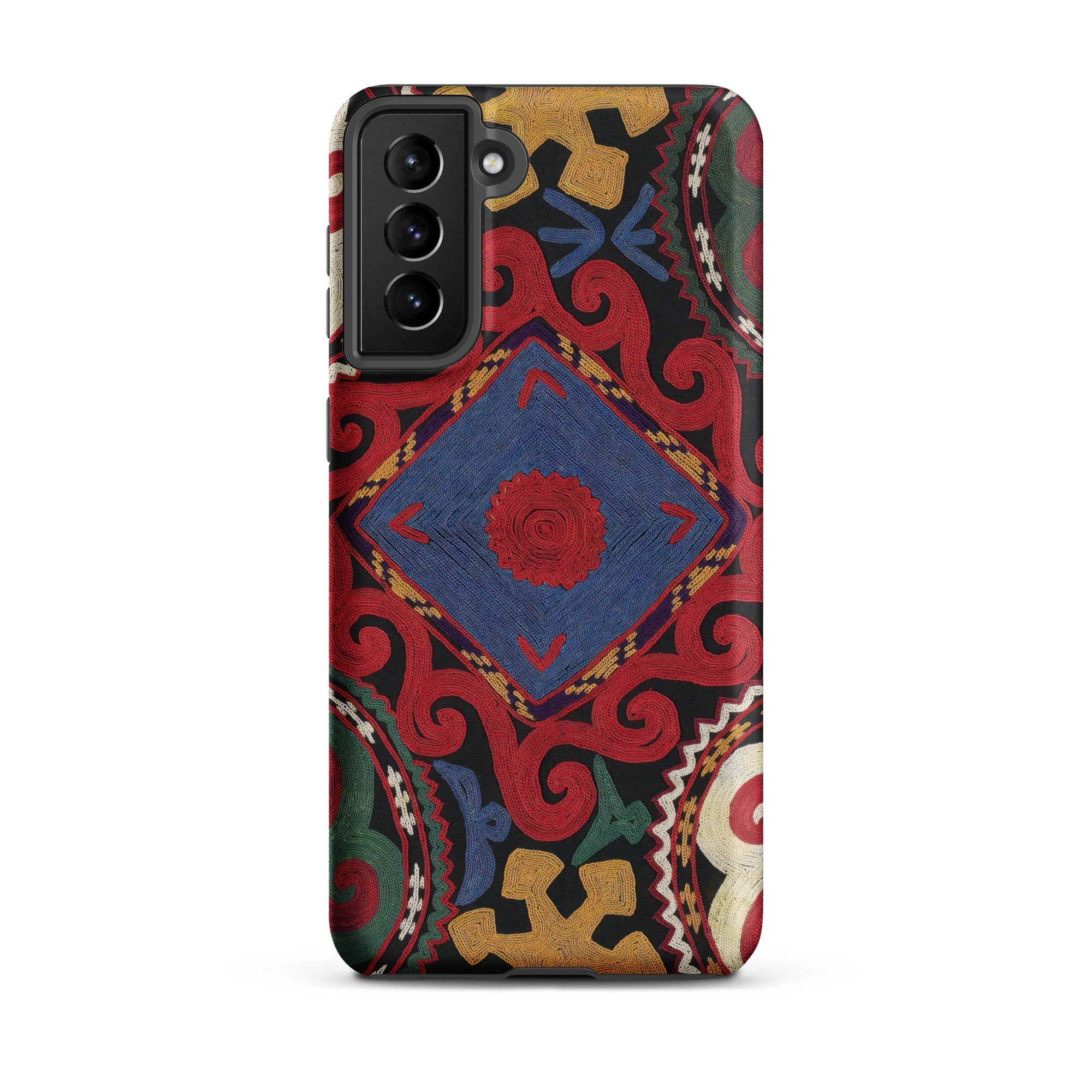 Braided Uzbekistan Textile Art Samsung Case, Galaxy S21 Plus / Matte, Smartphone Case Vibrant Ornate Embroidered Textile Pattern