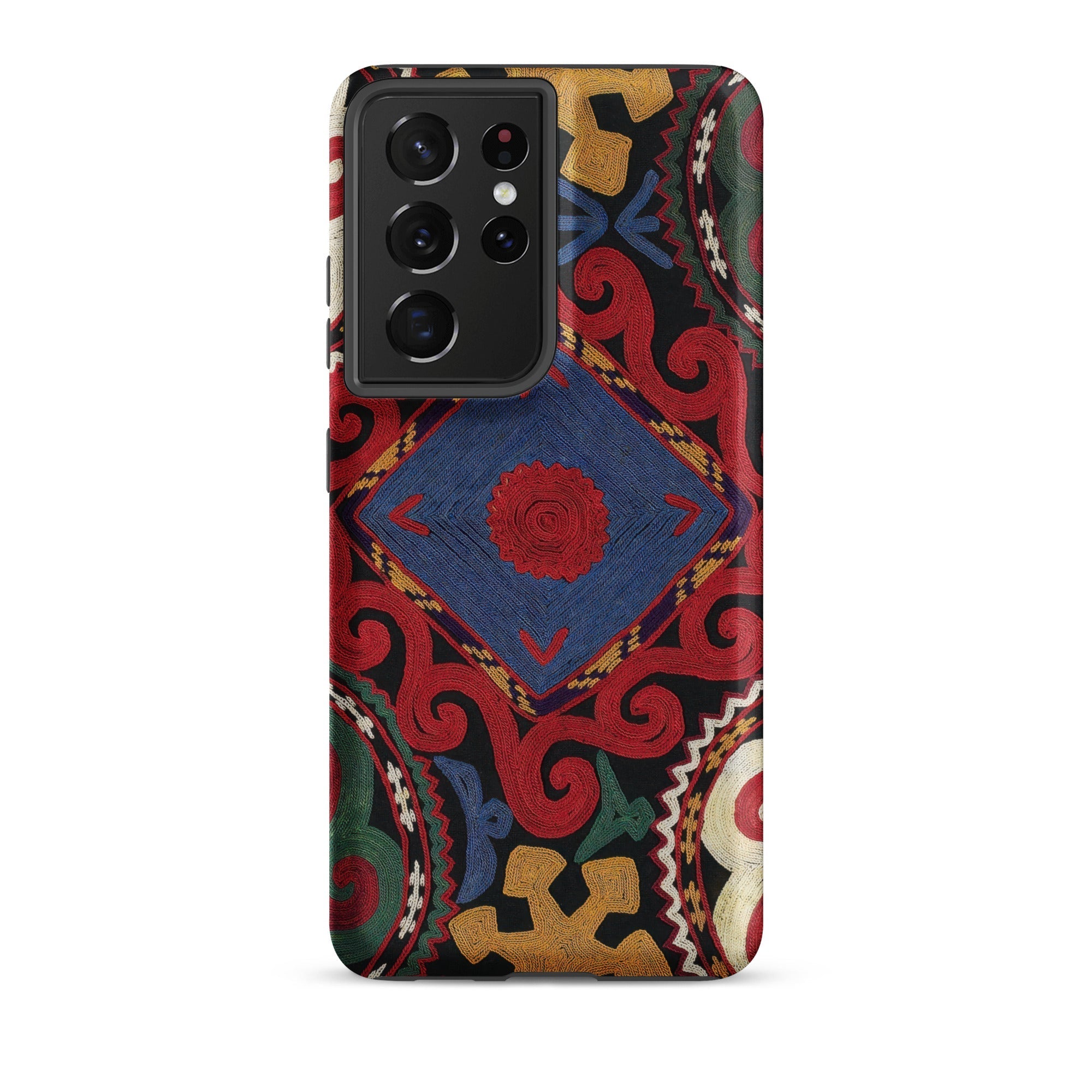 Braided Uzbekistan Textile Art Samsung Case, Galaxy S21 Ultra / Matte, Smartphone Case Colorful Intricate Traditional Pattern