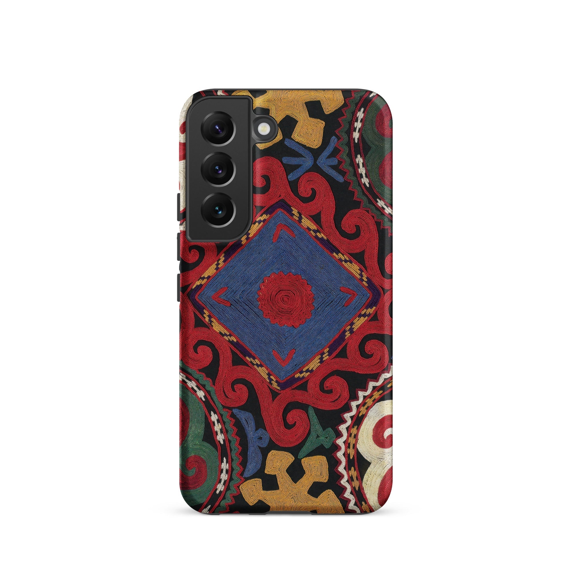Braided Uzbekistan Textile Art Samsung Case, Galaxy S22 / Matte, Smartphone Case Colorful Intricate Pattern Red Blue Green
