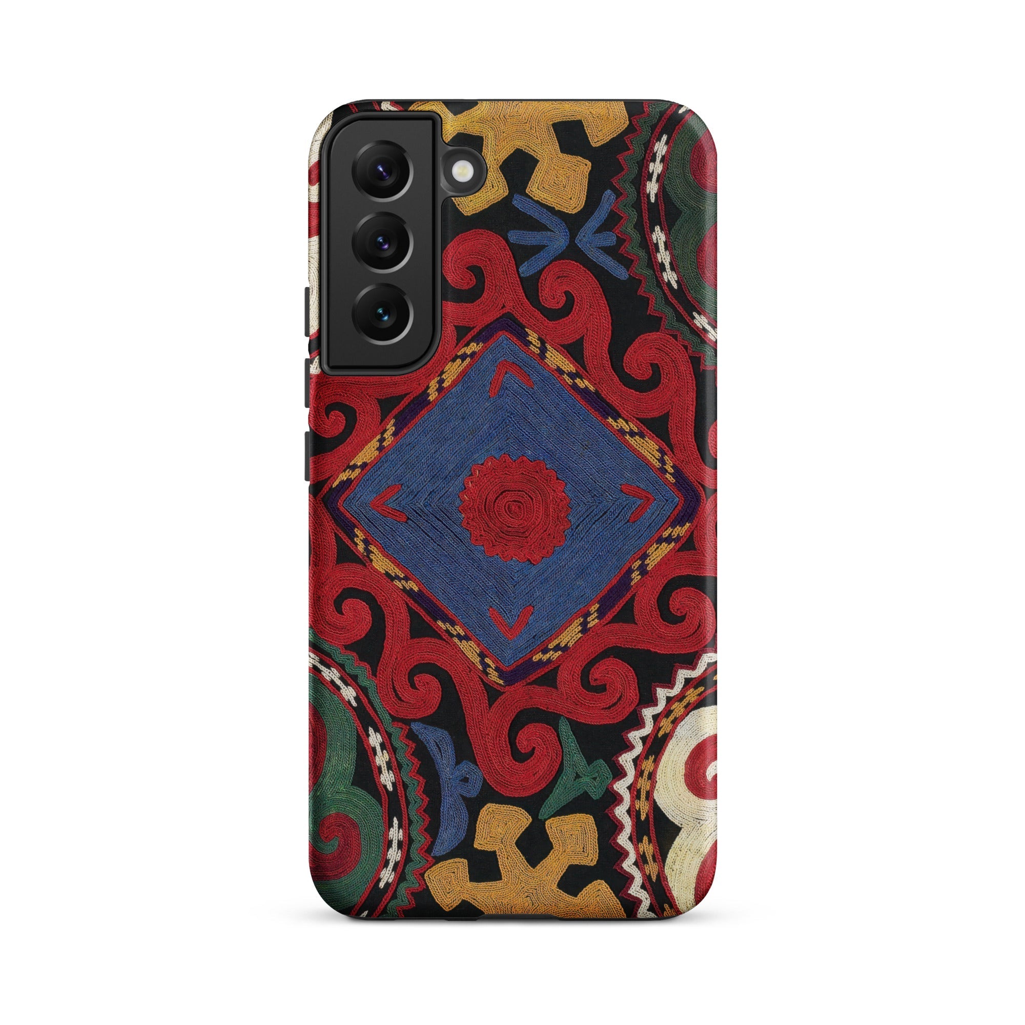 Braided Uzbekistan Textile Art Samsung Case, Galaxy S22 Plus / Matte, Smartphone Case Vibrant Intricate Multi Colored Geometric Floral