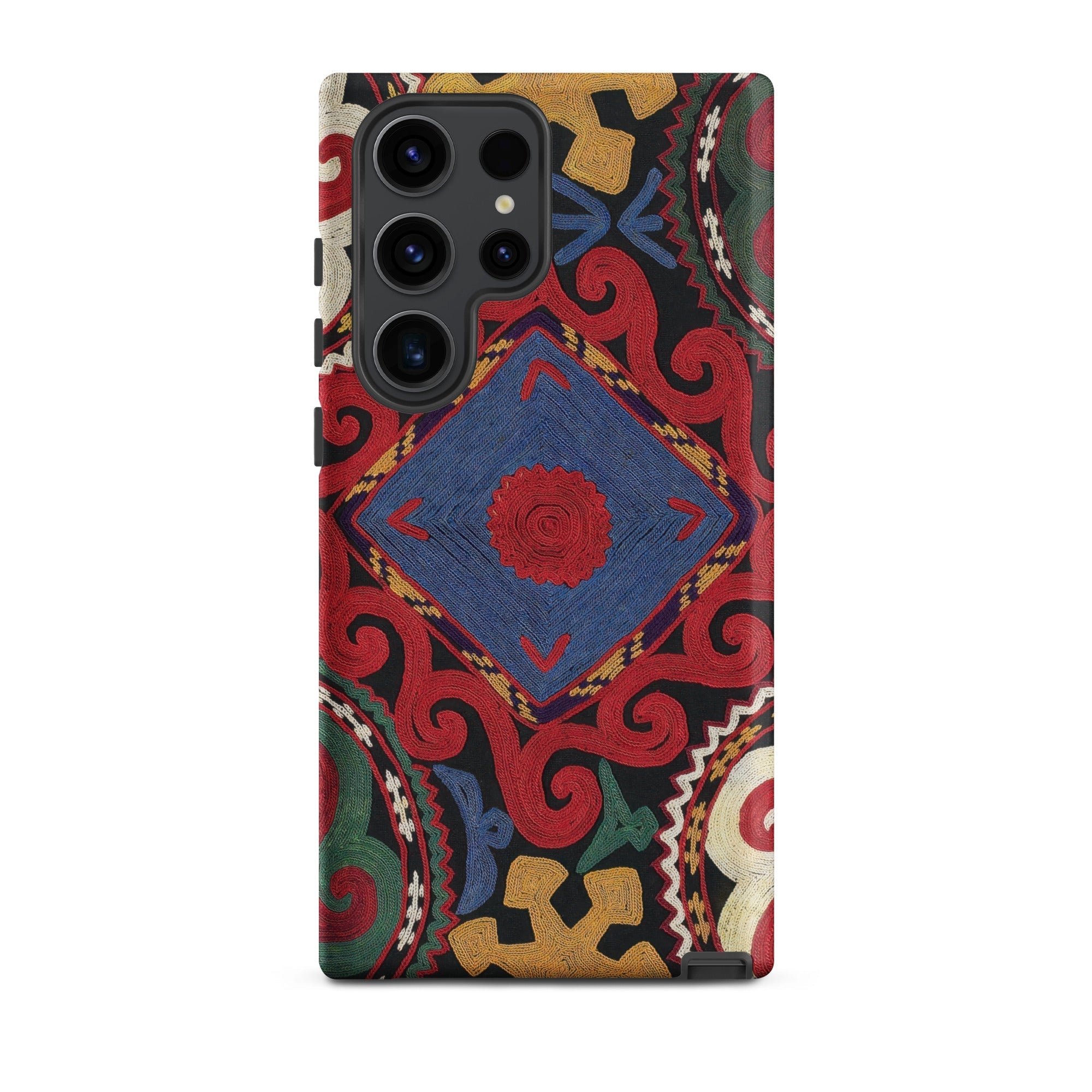 Braided Uzbekistan Textile Art Samsung Case, Galaxy S23 Ultra / Matte, Smartphone Case Intricate Colorful Embroidered Pattern