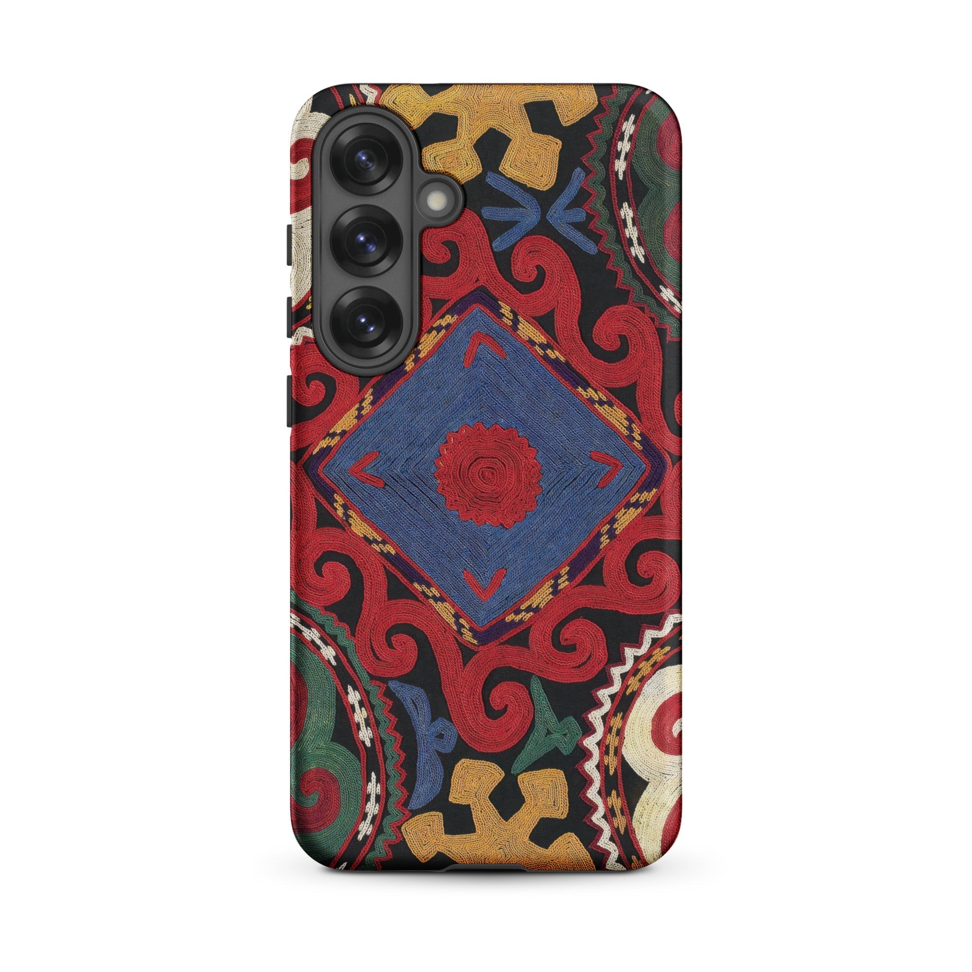 Braided Uzbekistan Textile Art Samsung Case, Galaxy S25 Plus / Matte, Vibrant Patterned Phone Case Camera Cutout
